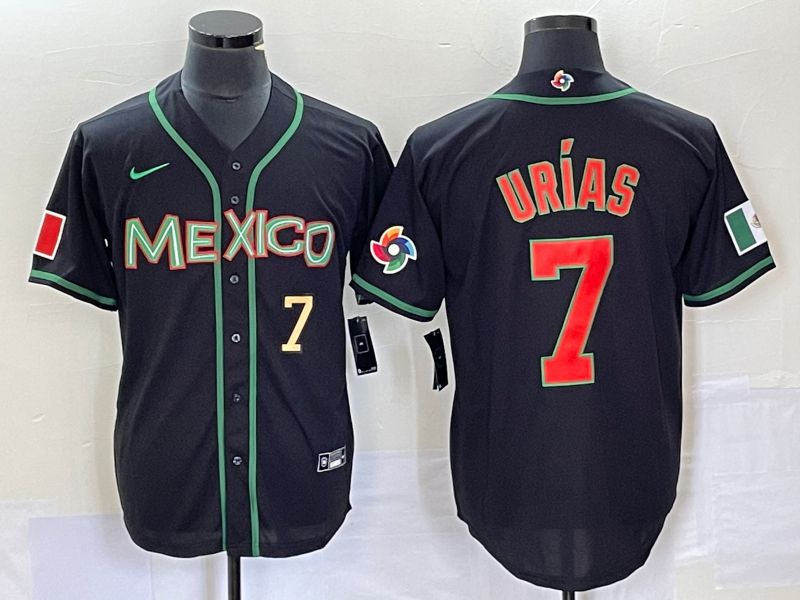 Men 2023 World Cub Mexico #7 Urias Black red Nike MLB Jersey1->more jerseys->MLB Jersey